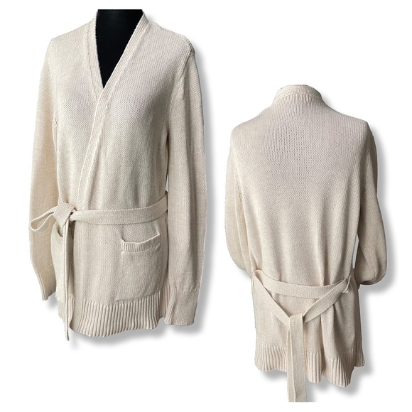Cream Belted Cardigan with pockets | Medium - Picture 2 of 11